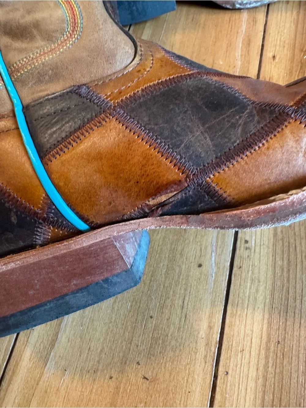 Horsepower Kids Patchwork Cowboy Boots Size 5